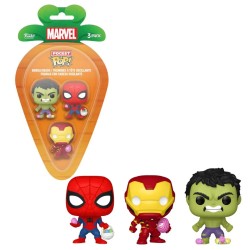 3-Pack Carrot Pocket Pop: Marvel Spider-Man, Hulk Iron Man Boobleheads