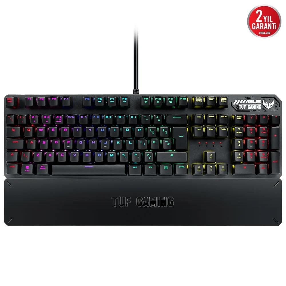 Asus TUF Gaming K3 Aura Sync RGB Red Switch Bilek Destekli Mekanik Gaming Klavye 90MP01Q0-BKYA00 - Thumbnail