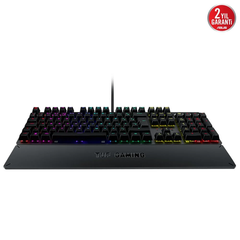Asus TUF Gaming K3 Aura Sync RGB Red Switch Bilek Destekli Mekanik Gaming Klavye 90MP01Q0-BKYA00 - Thumbnail