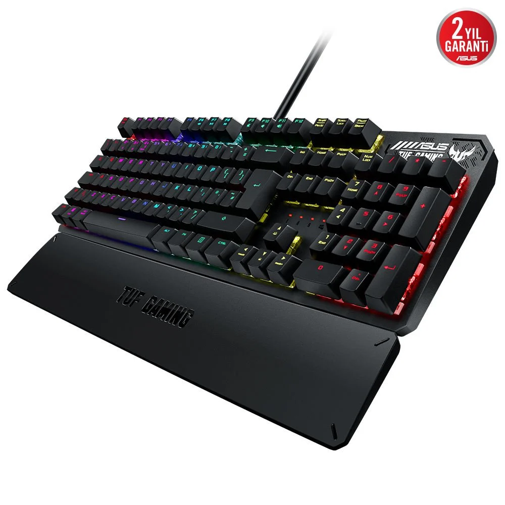 Asus TUF Gaming K3 Aura Sync RGB Red Switch Bilek Destekli Mekanik Gaming Klavye 90MP01Q0-BKYA00 - Thumbnail