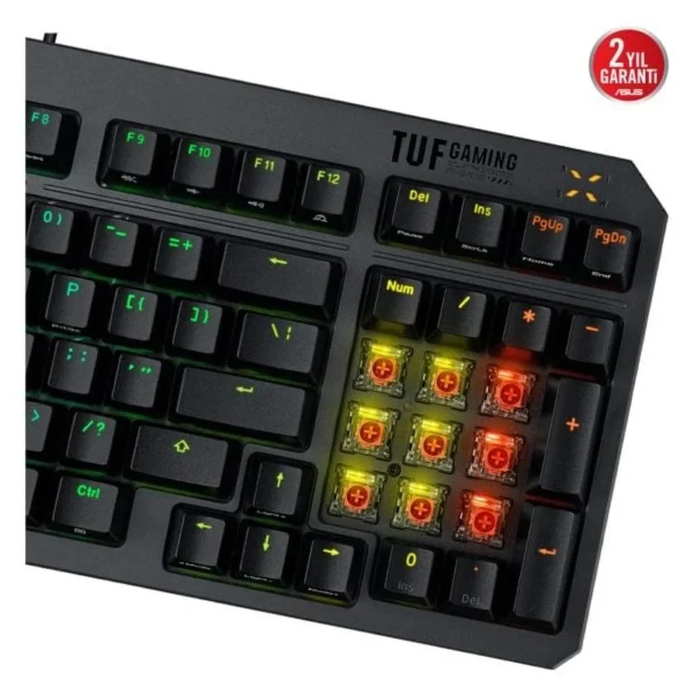 Asus TUF Gaming K3 GEN II Siyah Red Switch RGB Optik Mekanik Gaming Klavye 90MP0390-BKYA00 - Thumbnail