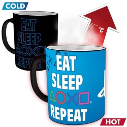 ABYSSE PLAYSTATION HEAT CHANGE MUG EAT SLEEP REPEAT - Thumbnail