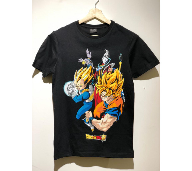 Dragon Ballz Renkli Baskı Siyah T-Shirt Large