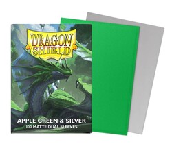 Dragon Shield 100 Matte Dual Sleeves Apple Green and Silver - Thumbnail