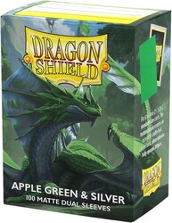 Dragon Shield 100 Matte Dual Sleeves Apple Green and Silver - Thumbnail