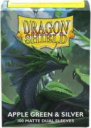 Dragon Shield 100 Matte Dual Sleeves Apple Green and Silver - Thumbnail