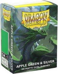 Dragon Shield 100 Matte Dual Sleeves Apple Green and Silver - Thumbnail