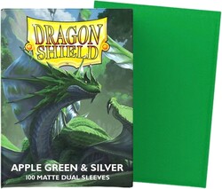 Dragon Shield 100 Matte Dual Sleeves Apple Green and Silver - Thumbnail