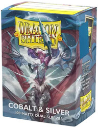 Dragon Shield 100 Matte Dual Sleeves Cobalt and Silver - Thumbnail