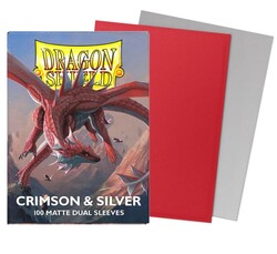 Dragon Shield 100 Matte Dual Sleeves Crimson and Silver - Thumbnail
