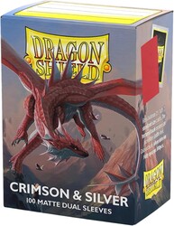 Dragon Shield 100 Matte Dual Sleeves Crimson and Silver - Thumbnail