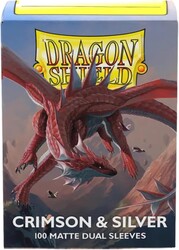 Dragon Shield 100 Matte Dual Sleeves Crimson and Silver - Thumbnail