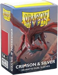 Dragon Shield 100 Matte Dual Sleeves Crimson and Silver - Thumbnail