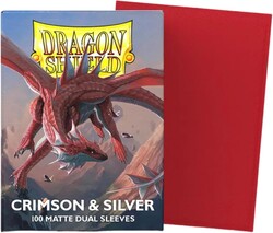 Dragon Shield 100 Matte Dual Sleeves Crimson and Silver - Thumbnail