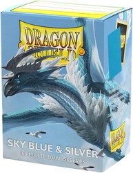 Dragon Shield 100 Matte Dual Sleeves Sky Blue and Silver - Thumbnail