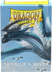 Dragon Shield 100 Matte Dual Sleeves Sky Blue and Silver - Thumbnail
