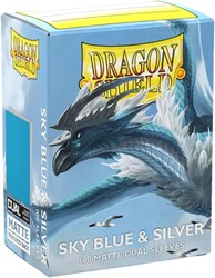 Dragon Shield 100 Matte Dual Sleeves Sky Blue and Silver - Thumbnail