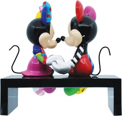 Enesco Disney Britto Mickey and Minnie Mouse Love Sitting on Park Bench Figurine - Thumbnail