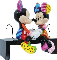 Enesco Disney Britto Mickey and Minnie Mouse Love Sitting on Park Bench Figurine - Thumbnail