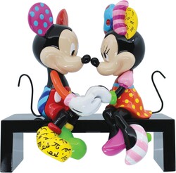Enesco Disney Britto Mickey and Minnie Mouse Love Sitting on Park Bench Figurine - Thumbnail