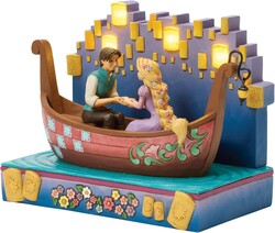 Enesco Disney Traditions by Jim Store Tangled Boat with Led Lanterns A Dream Come True Figure - Thumbnail