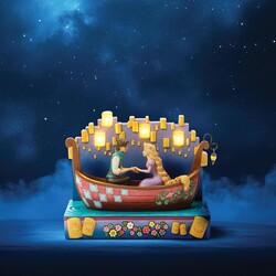 Enesco Disney Traditions by Jim Store Tangled Boat with Led Lanterns A Dream Come True Figure - Thumbnail
