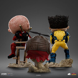 Iron Studios Marvel Deadpool v Wolverine Deadpool Wolverine and Headpool Statue - Thumbnail