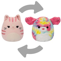 Squishmallows - SQUISHMALLOWS FLIP A MALLOWS 13 CM PELUS PINK TABBY CAT AND SHEENA THE TIE DIE SWIRL DOG