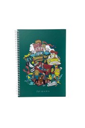 Friends 30.Yıl Yeşil Spiralli Sert Kapak Kareli Defter - Thumbnail