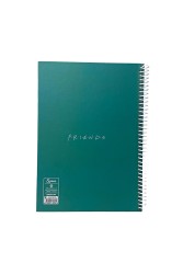 Friends 30.Yıl Yeşil Spiralli Sert Kapak Kareli Defter - Thumbnail