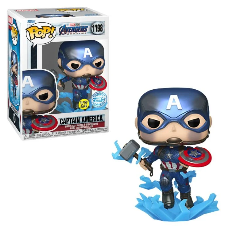 Funko - Pop Marvel: Avengers Captain America With Hammer Glows Metallic Special Edition No:1198