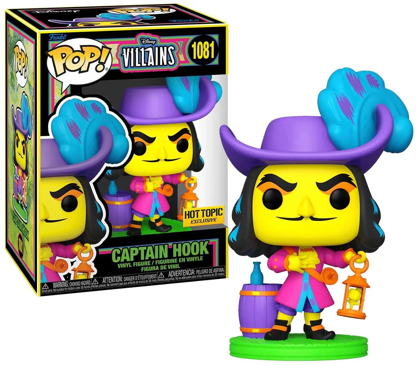 FUNKO POP FIGURE DISNEY VILLAINS CAPTAIN HOOK BLACKLIGHT