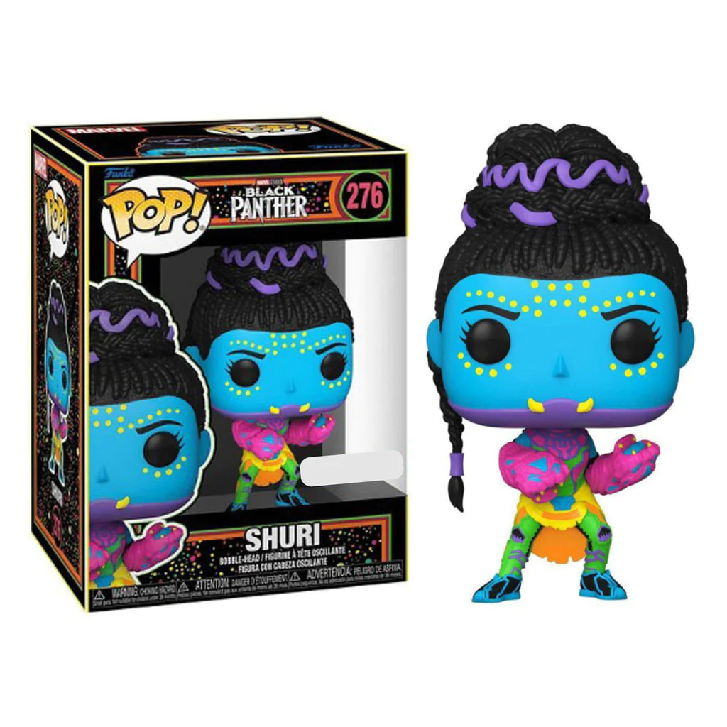 FUNKO POP FIGURE MARVEL BLACK PANTHER SHURI BLACKLIGHT