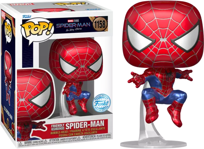  - Funko Pop Figure Marvel Spiderman No Way Home Leaping Spiderman Metallic