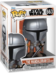 Pop Disney Star Wars The Mandalorian - The Mandalorian With Darksaber No:663 Bobble-Head - Thumbnail