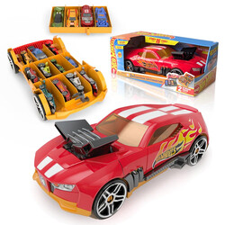 HOT WHEELS - Hot Wheels 2 in 1 Race N'Haul Car Storage Case Kırmızı