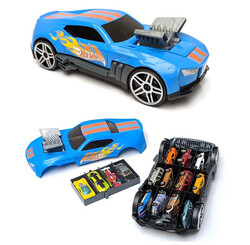 Hot Wheels 2 in 1 Race N′Haul Car Storage Case Mavi - Thumbnail