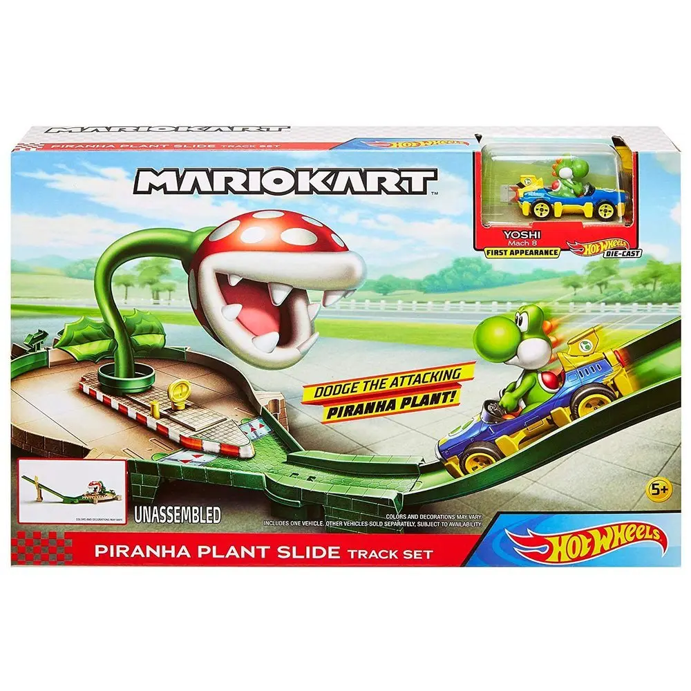 Hot Wheels Mario Kart Piranha Plant Yoshi Yarış Seti - Thumbnail