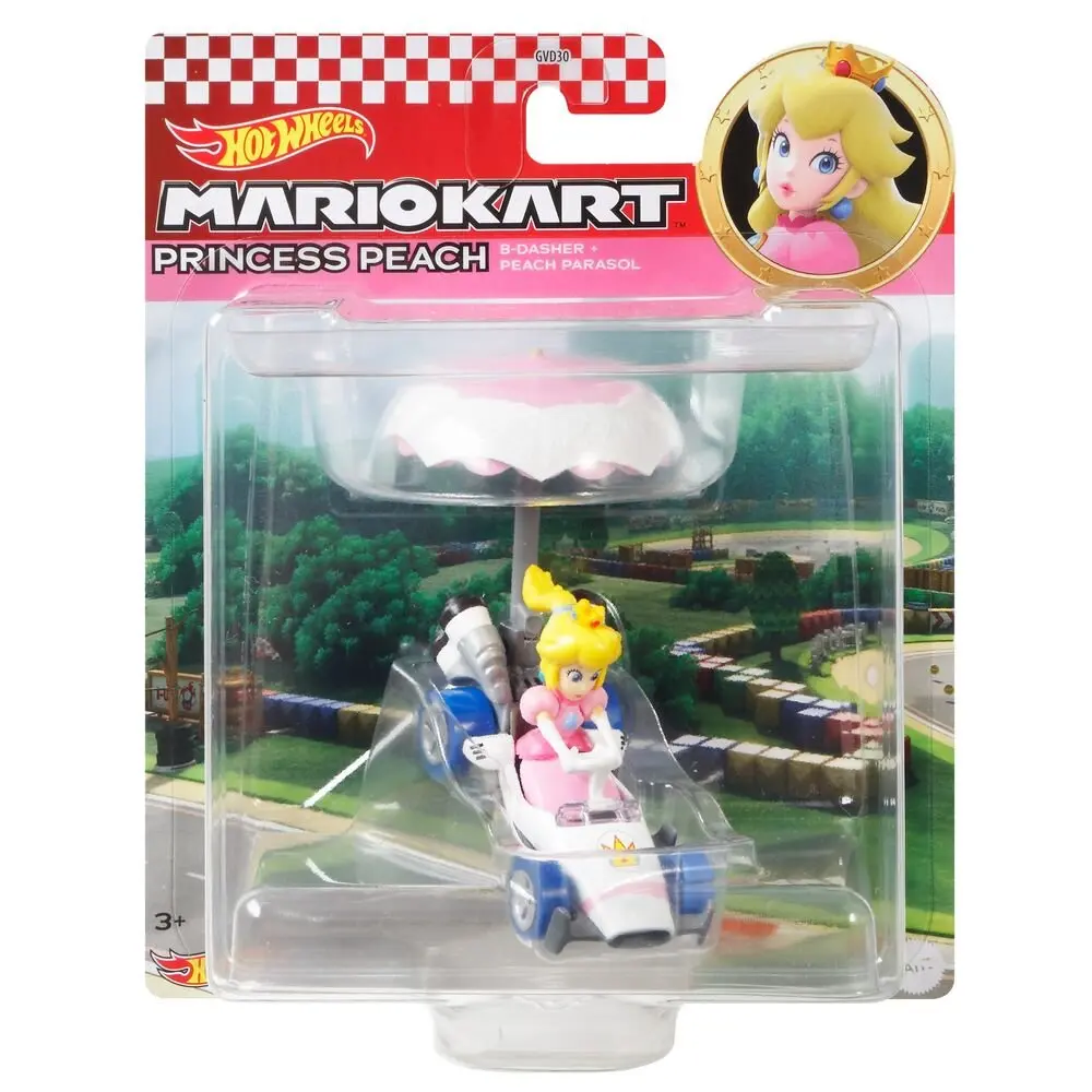 Hot Wheels Mario Kart Princess Peach B-Dasher and Peach Parasol - Thumbnail