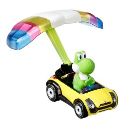 Hot Wheels Mario Kart Yoshi Sports Coupe and Parafoil - Thumbnail