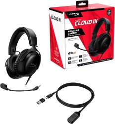 HyperX Cloud III DTS X Kablolu Oyuncu Kulaklığı Siyah 727A8AA - Thumbnail