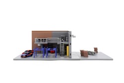 Jada Toys Fast and Furious Han's Garage Diorama - Thumbnail