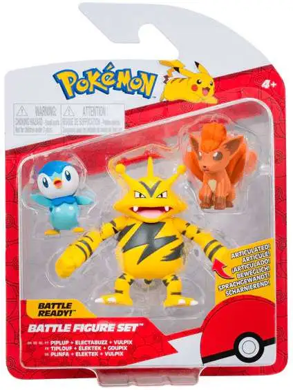 JAZWARES POKEMON BATTLE 3LU SET PIPLUP ELECTRABUZZ VULPIX - Thumbnail