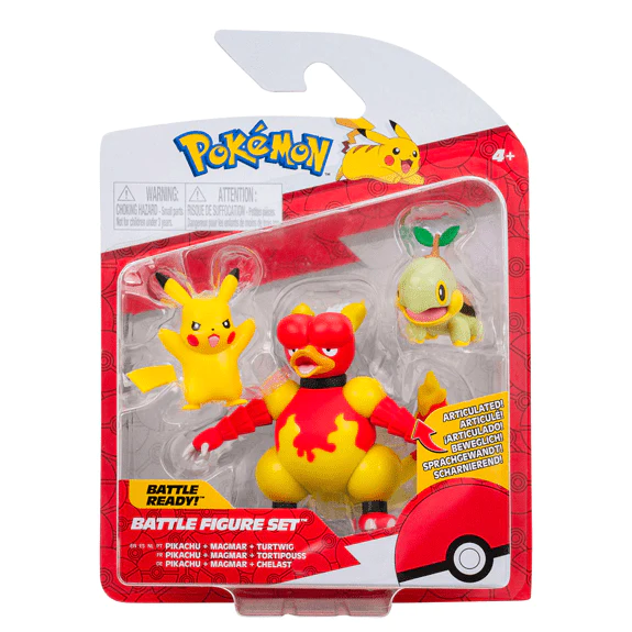 JAZWARES POKEMON BATTLE 3LU SET PIKACHU MAGMAR TURTWIG - Thumbnail