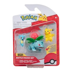 Jazwares - JAZWARES POKEMON BATTLE 3LU PIKACHU HORSEA IVYSAUR