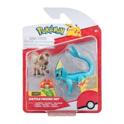 Jazwares - JAZWARES POKEMON BATTLE 3LU ROCKRUFF BELOSSOM VAPOREON