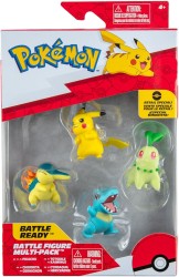 Jazwares Pokemon Battle 4'lü Figür Seti Pikachu Chikorita Totodile ve Cyndaquil - Thumbnail