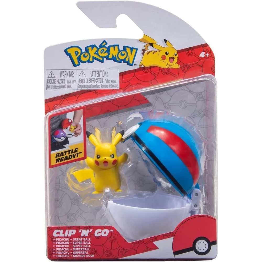 JAZWARES POKEMON CLIP N GO PIKACHU GREAT BALL - Thumbnail