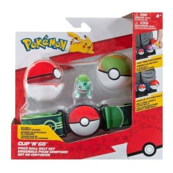 Jazwares - JAZWARES POKEMON CLIP N GO POKEBALL BELT SET NEST BALL AND BULBASAUR