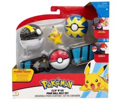 Jazwares - JAZWARES POKEMON CLIP N GO POKEBALL BELT SET PIKACHU